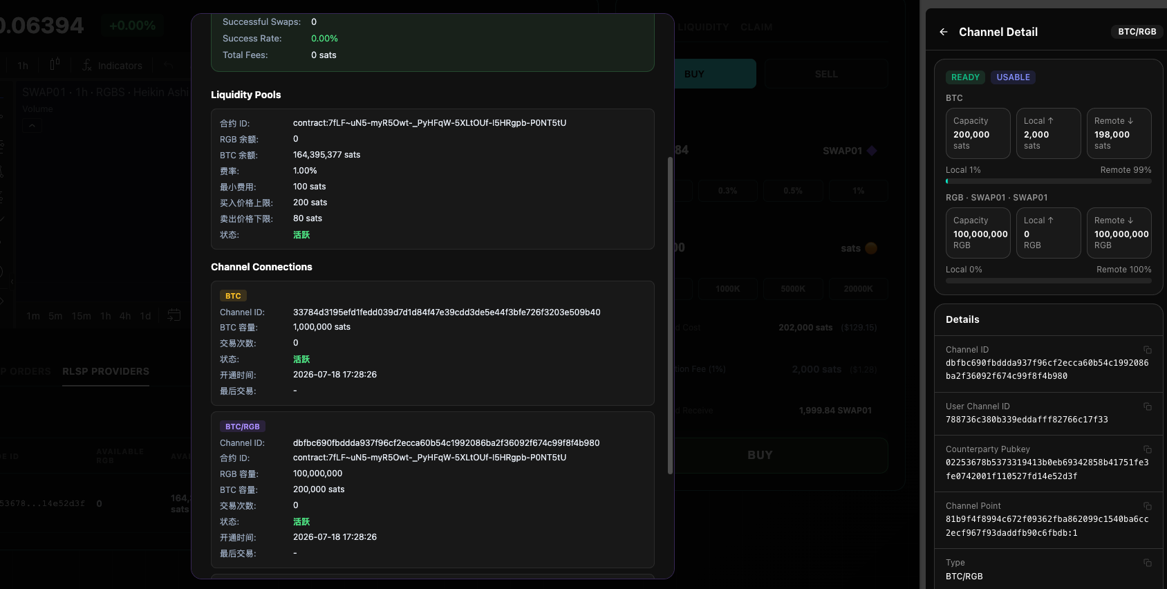 通道就绪：BTC 与 BTC/RGB 通道 Active